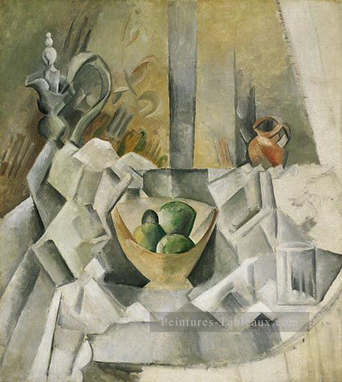 Carafon pot et compotier 1909 cubisme Pablo Picasso Peintures à l'huile